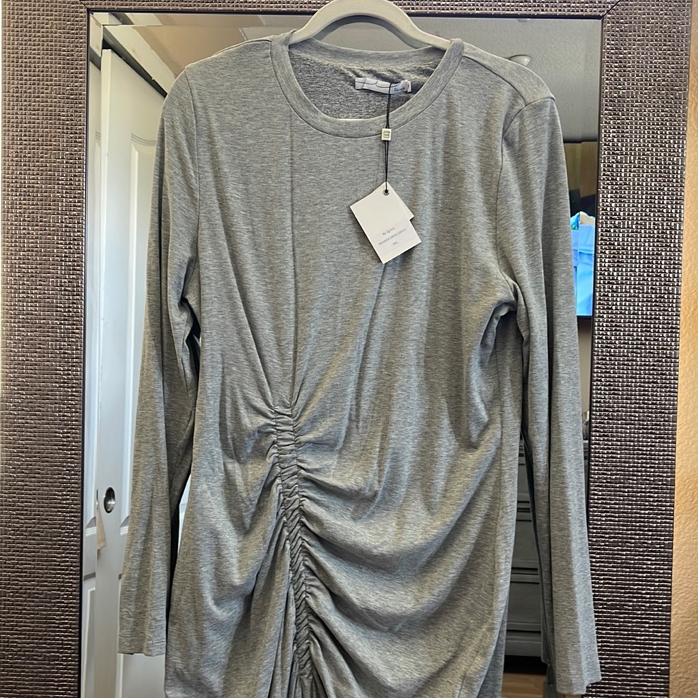 By Egreis long sleeve long dress with side rusching